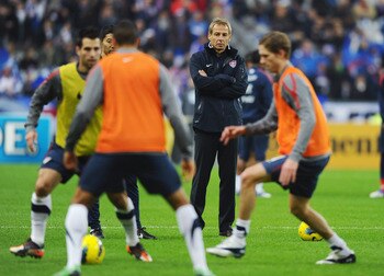 Klinsmann looks on as the U.S.A players prepare for a friendly with France last November.