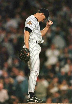 Jimmy Key prepares to throw in the 1996 World Series