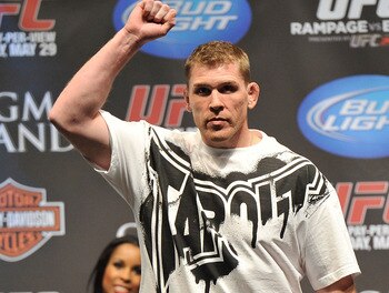 LAS VEGAS - MAY 28:  UFC fighter Mike Russow weighs in for his fight against UFC fighter Todd Duffee at UFC 114: Rampage versus Rashad at the Mandalay Bay Hotel on May 28, 2010 in Las Vegas, Nevada.  (Photo by Jon Kopaloff/Getty Images)