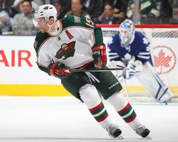 TORONTO, CANADA - JANUARY 19:  Dany Heatley #15 of the Minnesota Wild skates in a game against the Toronto Maple Leafs on January 19, 2012 at the Air Canada Centre in Toronto, Canada. The Leafs defeated the Wild 4-1. (Photo by Claus Andersen/Getty Images)