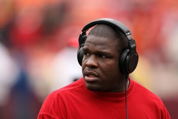 Frank Gore warms up before San Francisco's NFC Championship loss to New York.