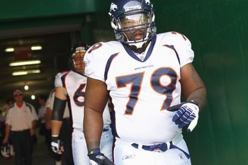 KANSAS CITY - SEPTEMBER 28:  Marcus Thomas #79 of the Denver Broncos walks down the tunnel before the game against the Kansas City Chiefs on September 28, 2008 at Arrowhead Stadium in Kansas City, Missouri. The Chiefs defeated the Broncos 33-19.  (Photo b