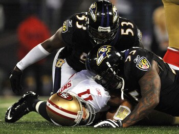 The Ravens combined for 9 sacks against the 49ers in their Week 12 meeting