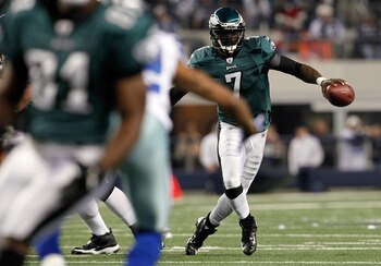 Michael Vick is at his best when speed at receiver stretches a defense thin, forcing defensive coordinators into a difficult quandry... Defend the deep ball or defend Vick?