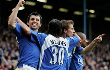 Portsmouth's players celebrate during a vital late-season win against Middlesbrough in 2006.