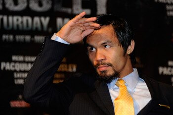 Pacquiao at a press conference prior to his win over Shane Mosley