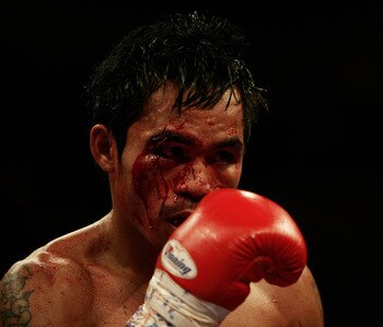 Pacquiao during his first bout with Eirk Morales