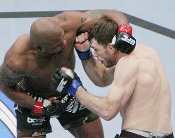 Quinton "Rampage" Jackson (L) clashes with Forrest Griffin - Scott Petersen/MMA Weekly