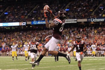 Like this catch agains Michigan, a big Combine good be a huge tipping point for Jayron Hosley