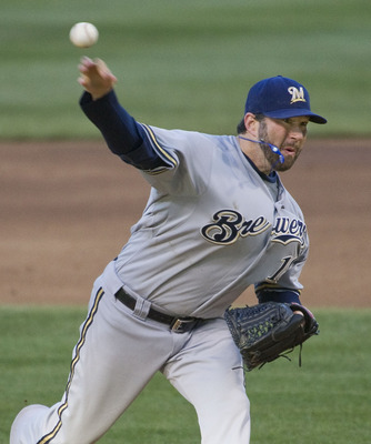 CHICAGO, IL - APRIL 9: Starting pitcher Shaun Marcum #18 of the Milwaukee Brewers delivers during the first inning against the Chicago Cubs at Wrigley Field on April 9, 2012 in Chicago, Illinois. (Photo by Brian Kersey/Getty Images)
