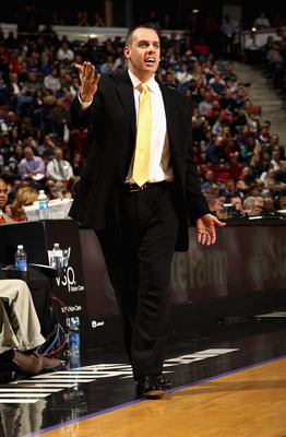 SACRAMENTO, CA - JANUARY 18: Head coach Frank Vogel of the Indiana Pacers questions a call during their game against the Sacramento Kings at Power Balance Pavilion on January 18, 2012 in Sacramento, California. NOTE TO USER: User expressly acknowledges a