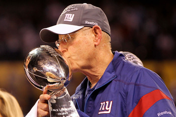 Tom Coughlin will try to win his third Lombardi Trophy in 2012.