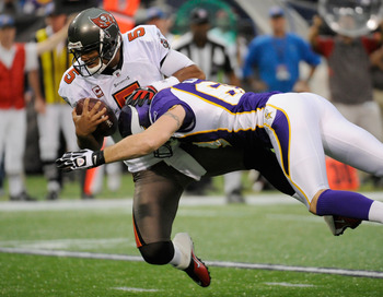 2011 Sack Leader Jared Allen taking down Bucaneers quarterback Josh Freeman