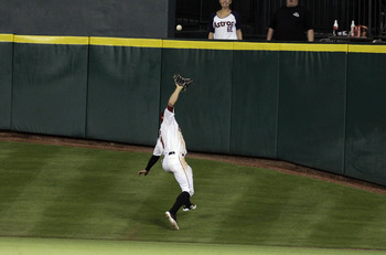 Jordan Schafer made a nice catch on Tal's Hill, but he still wants to see it removed.