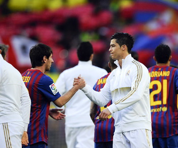 Ronaldo Thigh on Lionel Messi And Cristiano Ronaldo David Ramos Getty Images