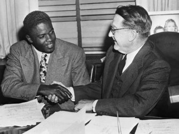 Jackie Robinson and Dodgers owner Branch Rickey in 1947 (courtesy of ...