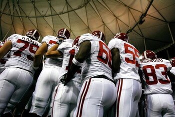 ATLANTA - SEPTEMBER 05:  The Alabama Crimson Tide enter the field to face the Virginia Tech Hokies during the Chick-fil-A Kickoff Game at Georgia Dome on September 5, 2009 in Atlanta, Georgia.  (Photo by Kevin C. Cox/Getty Images)