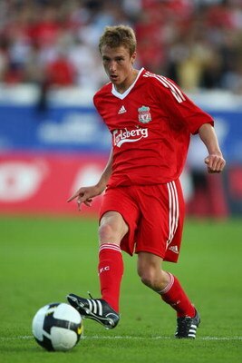 GRENCHEN, SWITZERLAND - JULY 16: Stephen Darby of Liverpool during the Pre Season Friendly match between FC Lucerne and Liverpool at the Bruehl- Stadium on July 16, 2008 in Grenchen, Switzerland. (Photo by Michael Steele/Getty Images)