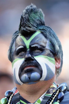 SEATTLE , WA - SEPTEMBER 13: A fan of the Seattle Seahawks looks on during the game against the St. Louis Rams at Qwest Field on September 13, 2009 in Seattle, Washington. (Photo by Otto Greule Jr/Getty Images)
