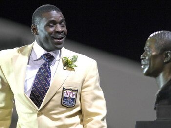 CANTON, OH - AUGUST 04: Michael Irvin talks to fans during the Class of 2007 Pro Football Hall of Fame Enshrinement Ceremony August 4, 2007 in Canton, Ohio. (Photo by Al Messerschmidt/Getty Images)