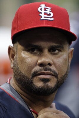 ST. LOUIS, MO - JULY 12:  World Futures All-Star manager Jose Oquendo of the St. Louis Cardinals looks on during the 2009 XM All-Star Futures Game at Busch Stadium on July 12, 2009 in St. Louis, Missouri. (Photo by Jamie Squire/Getty Images)