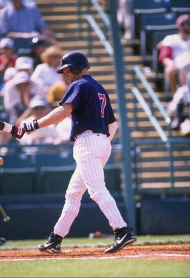28 Feb 1998:  Infielder Dennis Hocking of the Minnesota Twins in action during a spring training game against the Cincinnati Reds at the Hammond Stadium in Fort Myers, Florida. The Reds defeated the Twins 5-4. Mandatory Credit: Craig Melvin  /Allsport