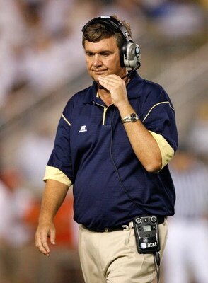 ATLANTA - SEPTEMBER 10:  Head coach Paul Johnson of the Georgia Tech Yellow Jackets looks on against the Clemson Tigers at Bobby Dodd Stadium on September 10, 2009 in Atlanta, Georgia.  (Photo by Kevin C. Cox/Getty Images)