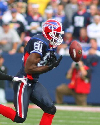 ORCHARD PARK, NY - SEPTEMBER 27: Terrell Owens #81  of the Buffalo Bills can't hold on to a pass thrown to him against the New Orleans Saints at Ralph Wilson Stadium on September 27, 2009 in Orchard Park, New York. The Saints won 27-7. (Photo by Rick Stew