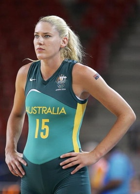ATHENS - AUGUST 18:  Lauren Jackson #15 of Australia looks on during the women's basketball preliminary game against Japan on August 18, 2004 during the Athens 2004 Summer Olympic Games at the Indoor Arena of the Helliniko Olympic Complex in Athens, Greec