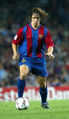 BARCELONA, SPAIN - SEPTEMBER 1:   Carlos Puyol of Barcelona in action during the Primera Liga match between Barcelona and Atletico Madrid, played at the Camp Nou Stadium, Barcelona, Spain on September 1, 2002.  (Photo Firo Foto/Getty Images) 