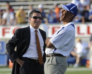CANTON, OH - AUGUST 3: Owner Daniel Snyder of the Washington Redskins talks with coach Tony Dungy of the Indianapolis Colts before the Pro Football Hall of Fame Game at Fawcett Stadium on August 3, 2008 in Canton, Ohio.   (Photo by Al Messerschmidt/Getty 