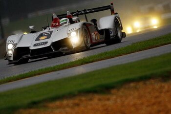 BRASELTON, GA - SEPTEMBER 26:  The #2 Audi Sport team Joest Audi R15 TDI driven by Rinaldo Capello and Allan McNish leads the field at the start of  the American Le Mans Series Petit Le Mans on September 26, 2009 at Road Atlanta in Braselton Georgia.  (Ph
