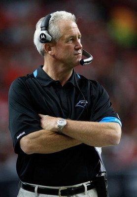 ATLANTA - SEPTEMBER 20:  Head coach John Fox of the Carolina Panthers against the Atlanta Thrashers at Georgia Dome on September 20, 2009 in Atlanta, Georgia.  (Photo by Kevin C. Cox/Getty Images)