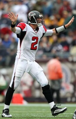 FOXBORO, MA - SEPTEMBER 27:  Quarterback Matt Ryan #2 of the Atlanta Falcons disputes a fumble call in the second quarter of the game against the New England Patriots at Gillette Stadium on September 27, 2009 in Foxboro, Massachusetts.  (Photo by Elsa/Get