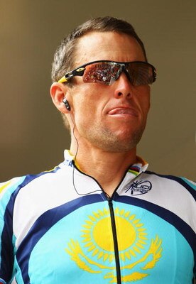 MARTIGNY, SWITZERLAND - JULY 21:  Lance Armstrong of the USA and Astana arrives at the start of stage 16 of the 2009 Tour de France from Martigny to Bourg-Saint-Maurice on July 21, 2009 in Martigny, Switzerland.  (Photo by Bryn Lennon/Getty Images)