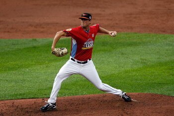 ST LOUIS, MO - JULY 12:  U.S. Futures All-Star Brian Matusz of the Baltimore Orioles pitches the during the 2009 XM All-Star Futures Game at Busch Stadium on July 12, 2009 the in St. Louis, Missouri.  (Photo by Dilip Vishwanat/Getty Images)