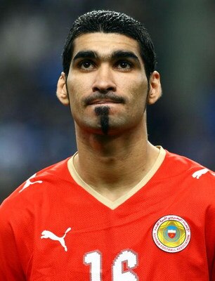 SAITAMA, JAPAN - MARCH 28:  Sayed Mohamed Adnan of Bahrain lines up for national anthems during the 2010 FIFA World Cup Asian qualifier match between Japan and Bahrain at Saitama Stadium on March 28, 2009 in Saitama, Japan.  (Photo by Junko Kimura/Getty I