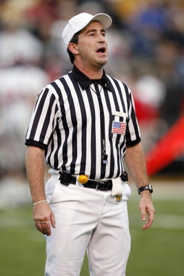 NASHVILLE, TN - SEPTEMBER 15: Referee Marc Curles speaks during the game between the Ole Miss Rebels and the Vanderbilt Commodores on September 15, 2007 at Vanderbilt Stadium in Nashville, Tennessee. (Photo by Chris Graythen/Getty Images)