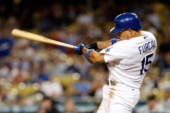 LOS ANGELES, CA - SEPTEMBER 14:  Rafael Furcal #15 of the Los Angeles Dodgers bats against the Pittsburgh Pirates at Dodger Stadium on September 14, 2009 in Los Angeles, California.  (Photo by Jeff Gross/Getty Images)