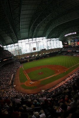 HOUSTON - JUNE 29:  General view of the Boston Red Sox and the Houston Astros during Interleague MLB action on June 29, 2008 at Minute Maid Park in Houston, Texas.  (Photo by Ronald Martinez/Getty Images)