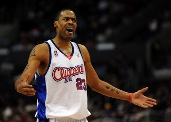LOS ANGELES, CA - JANUARY 14:  Marcus Camby #23 of the Los Angeles Clippers complains for a foul against the Atlanta Hawks during the second half at the Staples Center on January 14, 2009 in Los Angeles, California.   The Hawks won 97-80.  NOTE TO USER: U