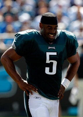 CHARLOTTE, NC - SEPTEMBER 13:  Quarterback Donovan McNabb #5 of the Philadelphia Eagles walks off the field after injuring his knee in the second half of their NFL season opener against the Carolina Panthers at Bank of America Stadium on September 13, 200