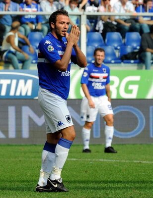 GENOA, ITALY - OCTOBER 04:  Giampaolo Pazzini of UC Sampdoria reacts during the Serie A match between UC Sampdoria and Parma FC at Stadio Luigi Ferraris on October 4, 2009 in Genoa, Italy.  (Photo by Claudio Villa/Getty Images)