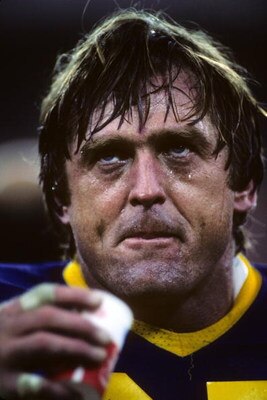 ANAHEIM, CA - NOVEMBER 20:  Defensive back Jack Youngblood #95 of the Los Angeles Rams looks on during the game against the Washington Redskins at Anaheim Stadium on November 20, 1983 in Anaheim, California.  The Redskins won 42-20.  (Photo by George Rose
