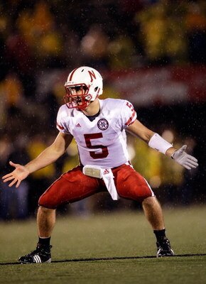 COLUMBIA, MO - OCTOBER 08:  Quarterback Zac Lee #5 of the Nebraska Cornhuskers celebrates after passing for a touchdown during the game against the Missouri Tigers on October 8, 2009 at Faurot Field/Memorial Stadium in Columbia, Missouri.  (Photo by Jamie
