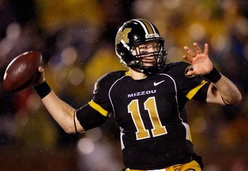 COLUMBIA, MO - OCTOBER 08:  Quarterback Blaine Gabbert #11 of the Missouri Tigers passes during the game against the Nebraska Cornhuskers on October 8, 2009 at Faurot Field/Memorial Stadium in Columbia, Missouri.  (Photo by Jamie Squire/Getty Images)