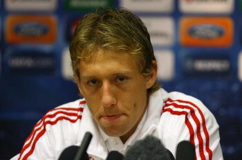 LIVERPOOL, ENGLAND - SEPTEMBER 15:  Lucas of Liverpool faces the media during a press conference at Anfield on September 15, 2009 in Liverpool, England.  (Photo by Alex Livesey/Getty Images)