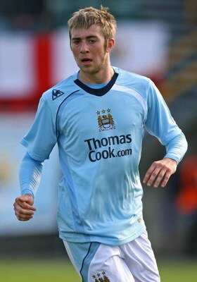 TORSHAVN, FAROE ISLANDS - JULY 17:  Michael Johnson of Manchester City during the UEFA Cup 1st Round 1st Leg Qualifying match between EB/Streymur and Manchester City at the Torsvollur Stadium on July 17, 2008 in Torshavn, Faroe Islands.  (Photo by Alex Li