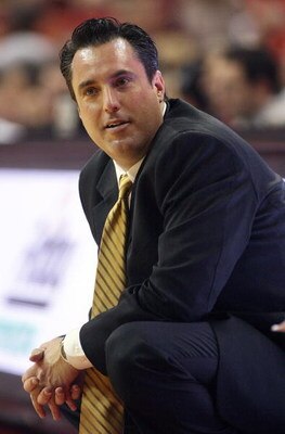 LAS VEGAS - JANUARY 17:  Head coach Heath Schroyer of the Wyoming Cowboys looks on during a game against the UNLV Rebels at the Thomas & Mack Center January 17, 2009 in Las Vegas, Nevada. UNLV won 83-66.  (Photo by Ethan Miller/Getty Images)