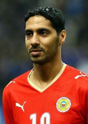 SAITAMA, JAPAN - MARCH 28:  Mohamed Salmeen of Bahrain lines up for national anthems during the 2010 FIFA World Cup Asian qualifier match between Japan and Bahrain at Saitama Stadium on March 28, 2009 in Saitama, Japan.  (Photo by Junko Kimura/Getty Image